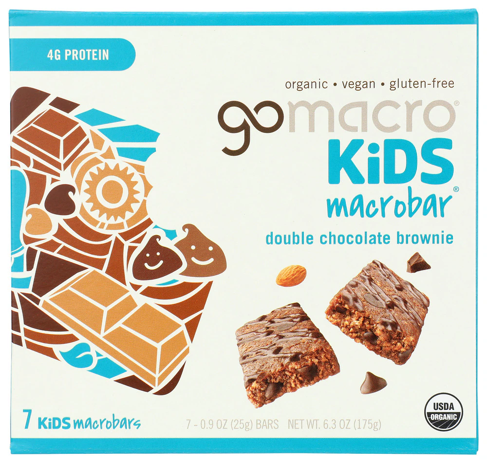 GoMacro Kids Organic Gluten Free Macrobar Double Chocolate Brownie -- 7 Bars