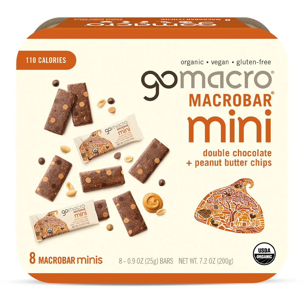 GoMacro Organic Gluten Free Macor Mini Bars Double Chocolate & Peanut Butter Chips -- 8 Bars
