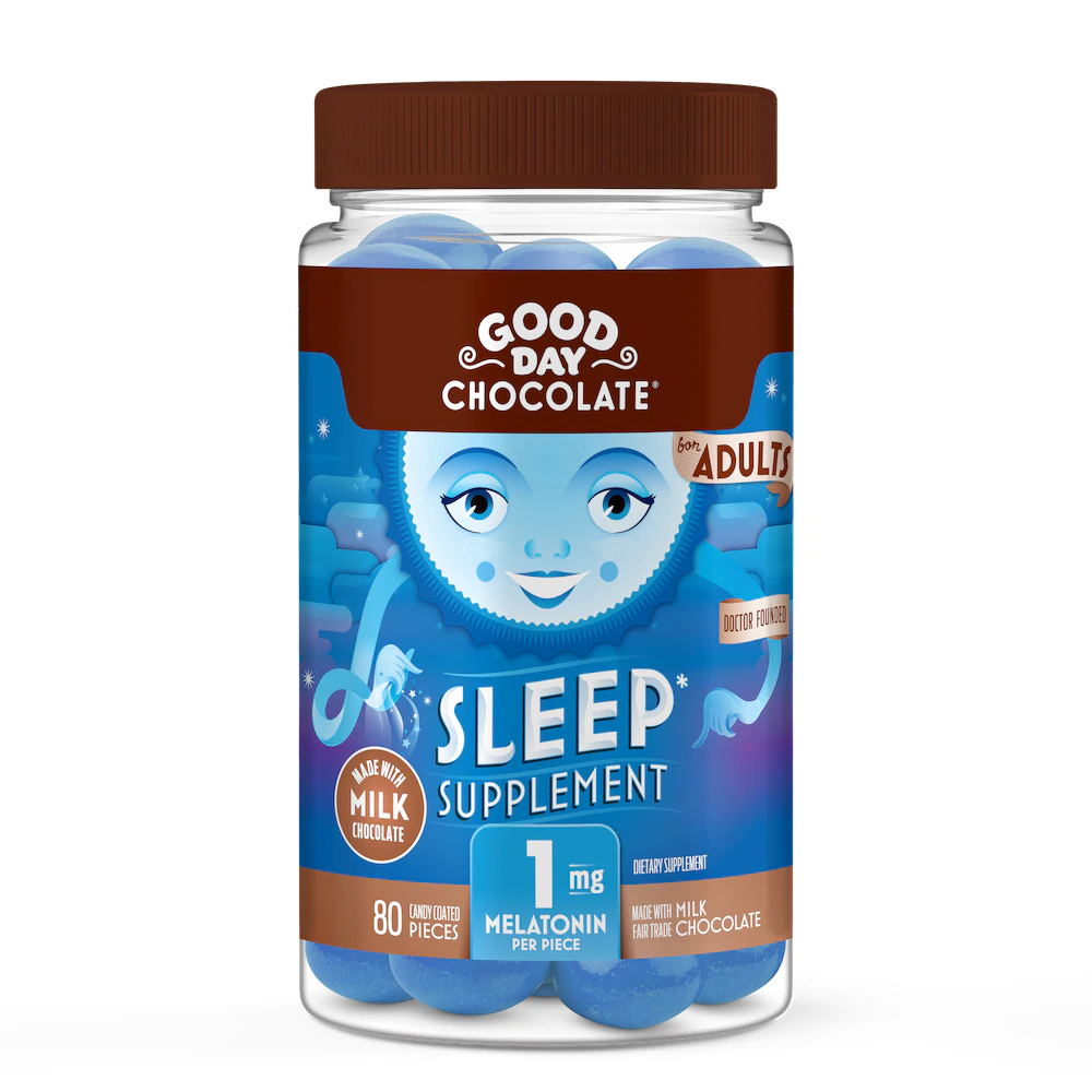 Good Day Chocolate Adults Sleep Supplement Milk Chocolate -- 1 mg - 80 Candy Coated Pieces