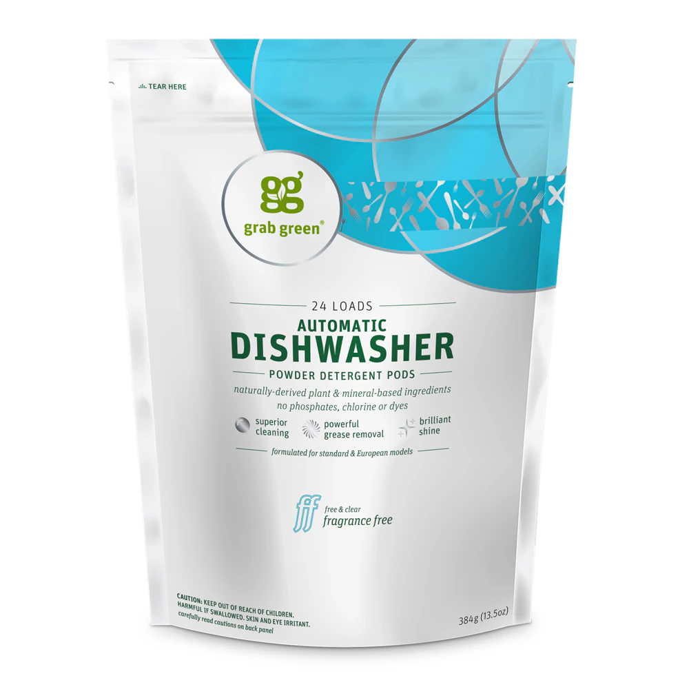 GrabGreen Automatic Dishwashing Detergent Pods Fragrance Free -- 24 Loads