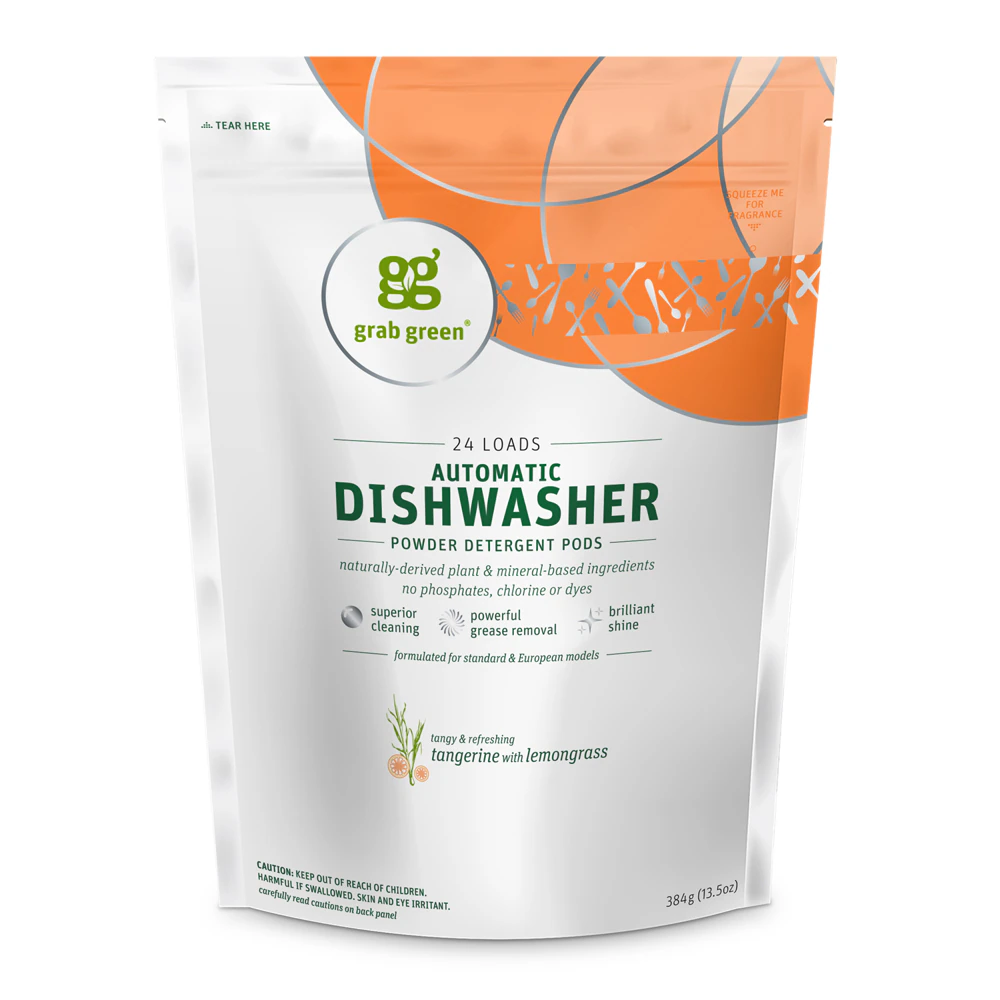 GrabGreen Automatic Dishwashing Detergent Pods Tangerine with Lemongrass -- 24 Loads