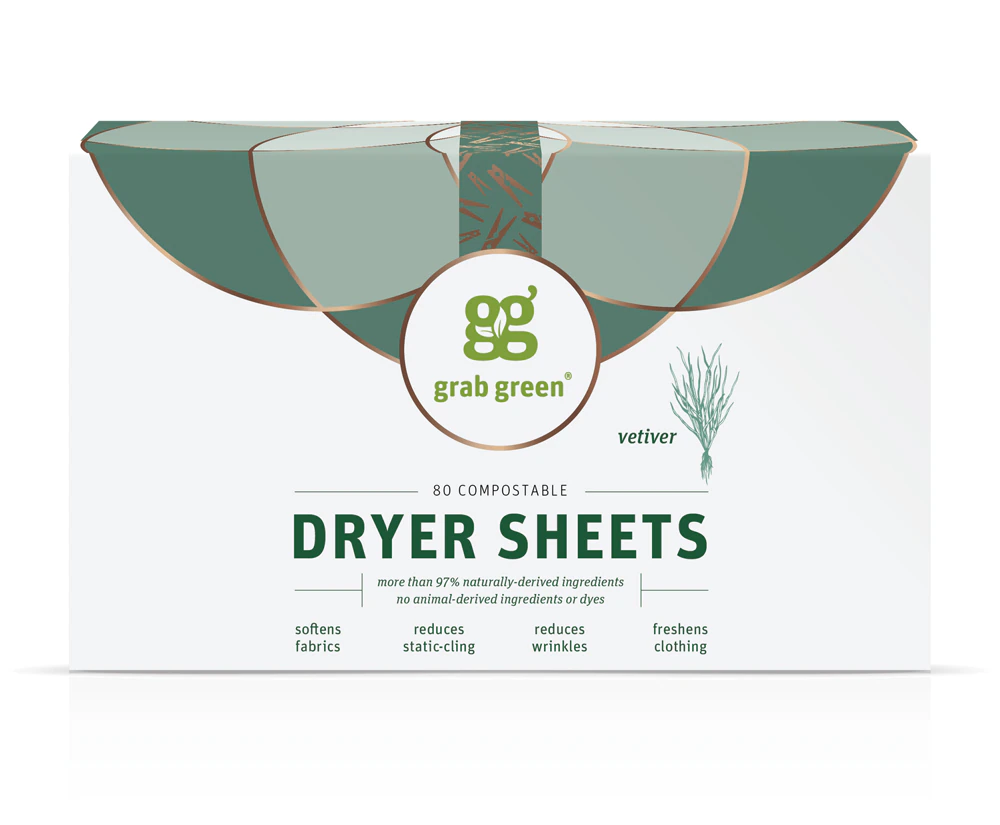 GrabGreen Classic Dryer Sheets Vetiver -- 80 Sheets