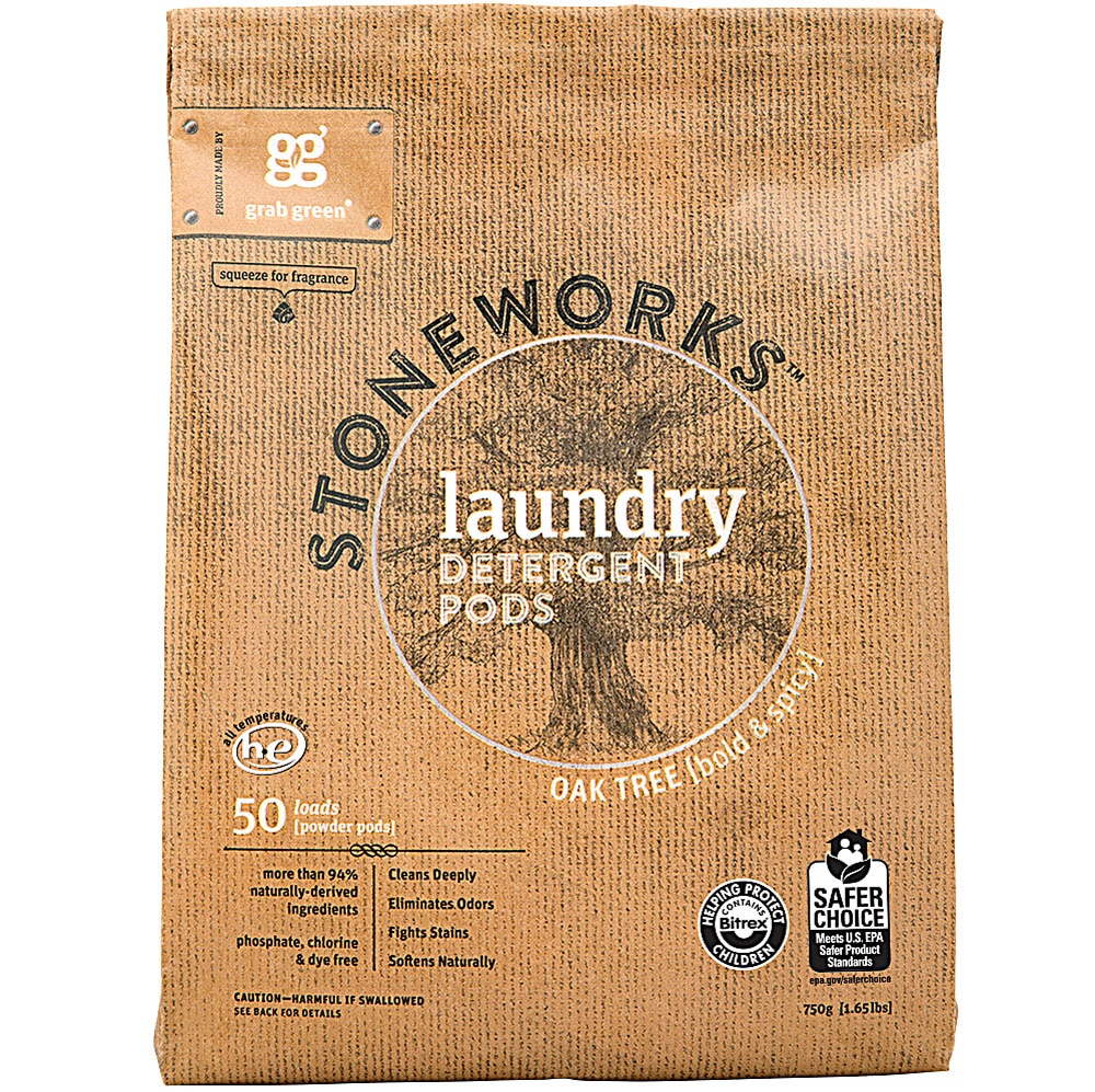 GrabGreen Stoneworks Laundry Detergent Pods Oak Tree -- 50 Loads