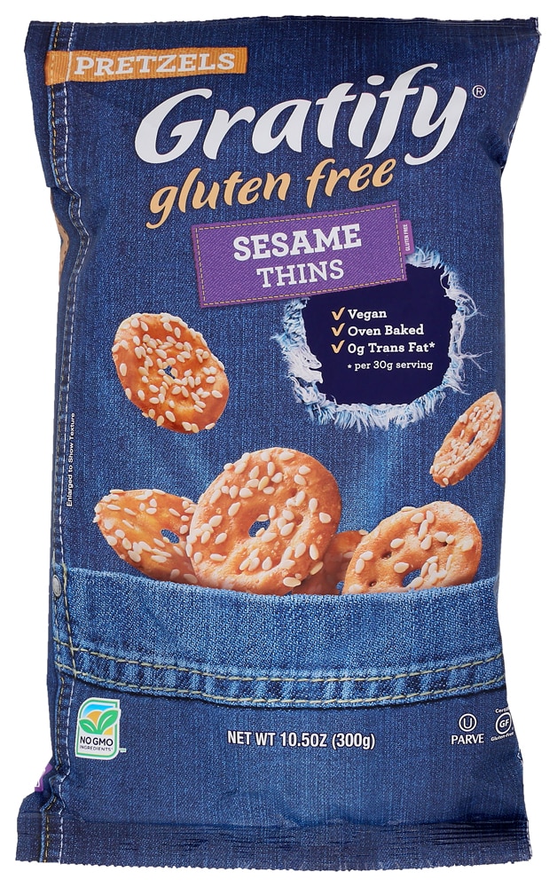 Gratify Gluten Free Pretzels Thins Sesame Seed -- 10.5 oz