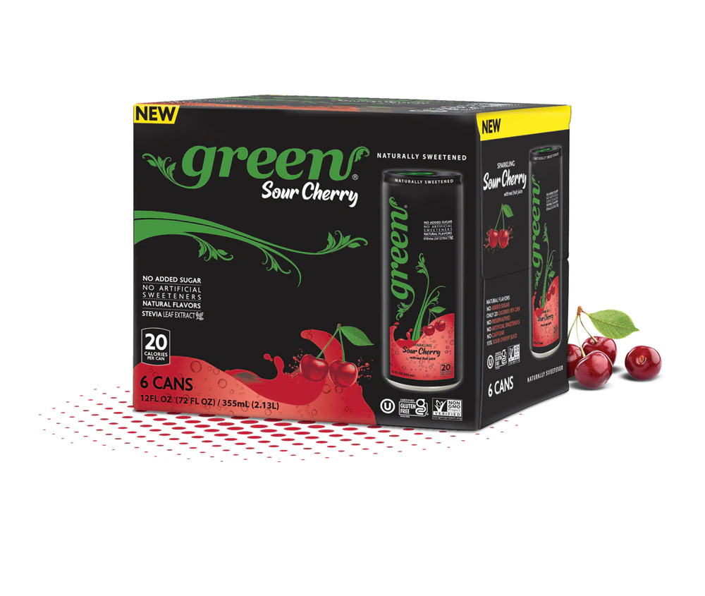 Green Cola Naturally Flavored Sparkling Beverage Sour Cherry -- 11.15 fl oz Each / Pack of 6
