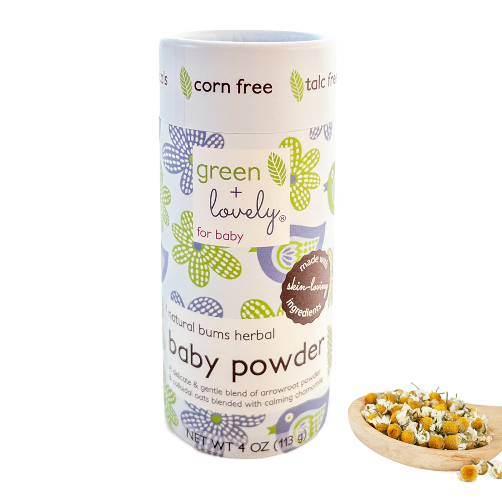 Green + Lovely Natural Bums Herbal Baby Powder -- 4 oz