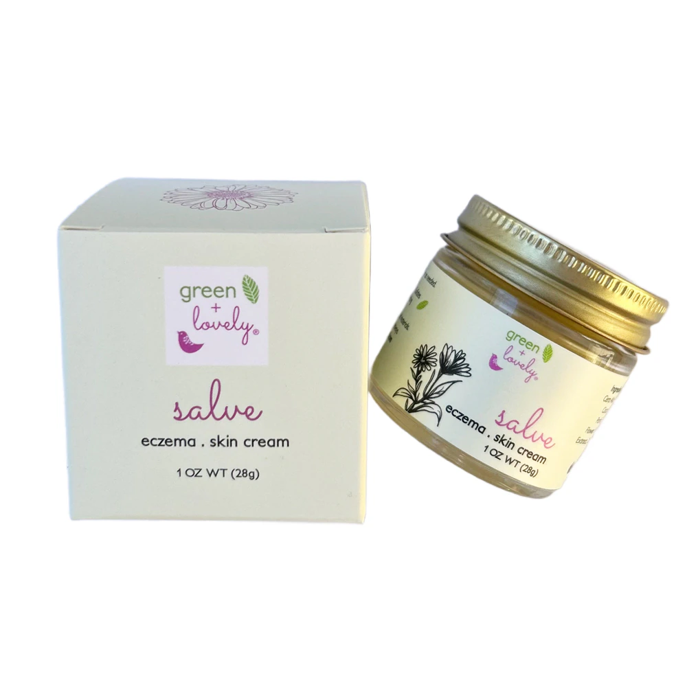 Green + Lovely Nature's Herbal Calendula Salve Eczema Cream Comfrey Calendula -- 1 oz