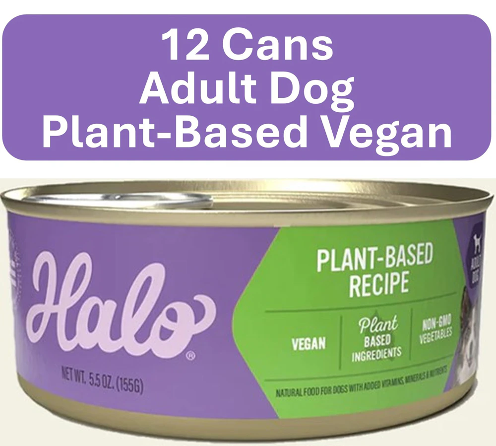 Halo Adult Dog Wet Food Vegan Non-GMO Vegetables Plant-Based Recipe -- 5.5 oz Each / Pack of 12