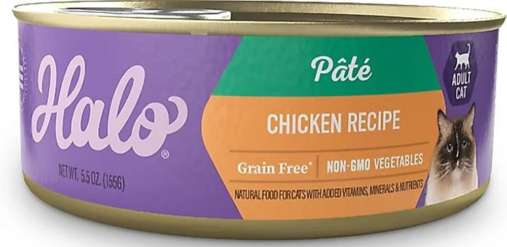 Halo Wet Cat Food Pate Grain-Free Chicken Recipe -- 5.5 oz