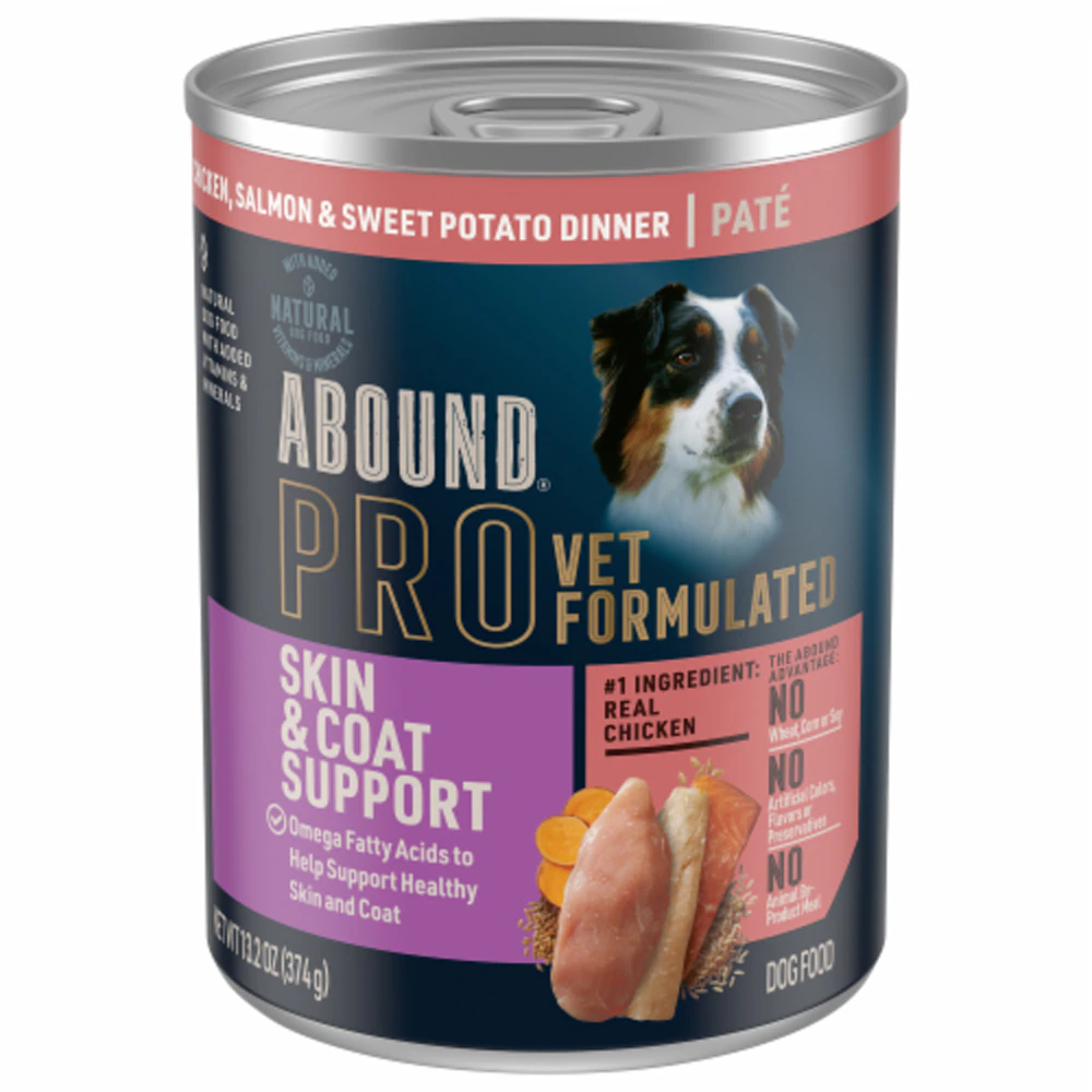 Abound Pro Wet Dog Food Vet Formulated Skin & Coat Support Salmon Sweet Potato Pate -- 13.2 oz