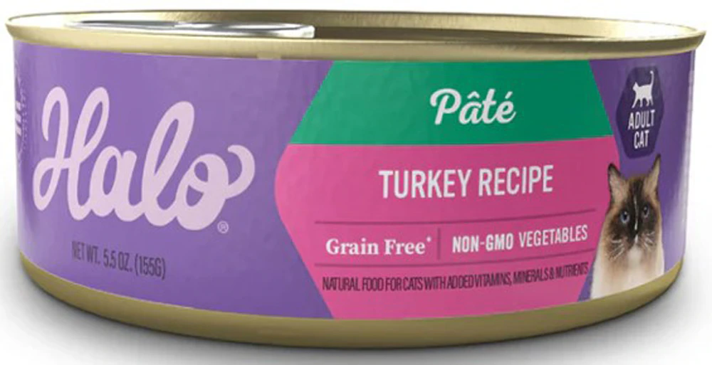 Halo Wet Cat Food Pate Grain Free Turkey Recipe -- 5.5 oz
