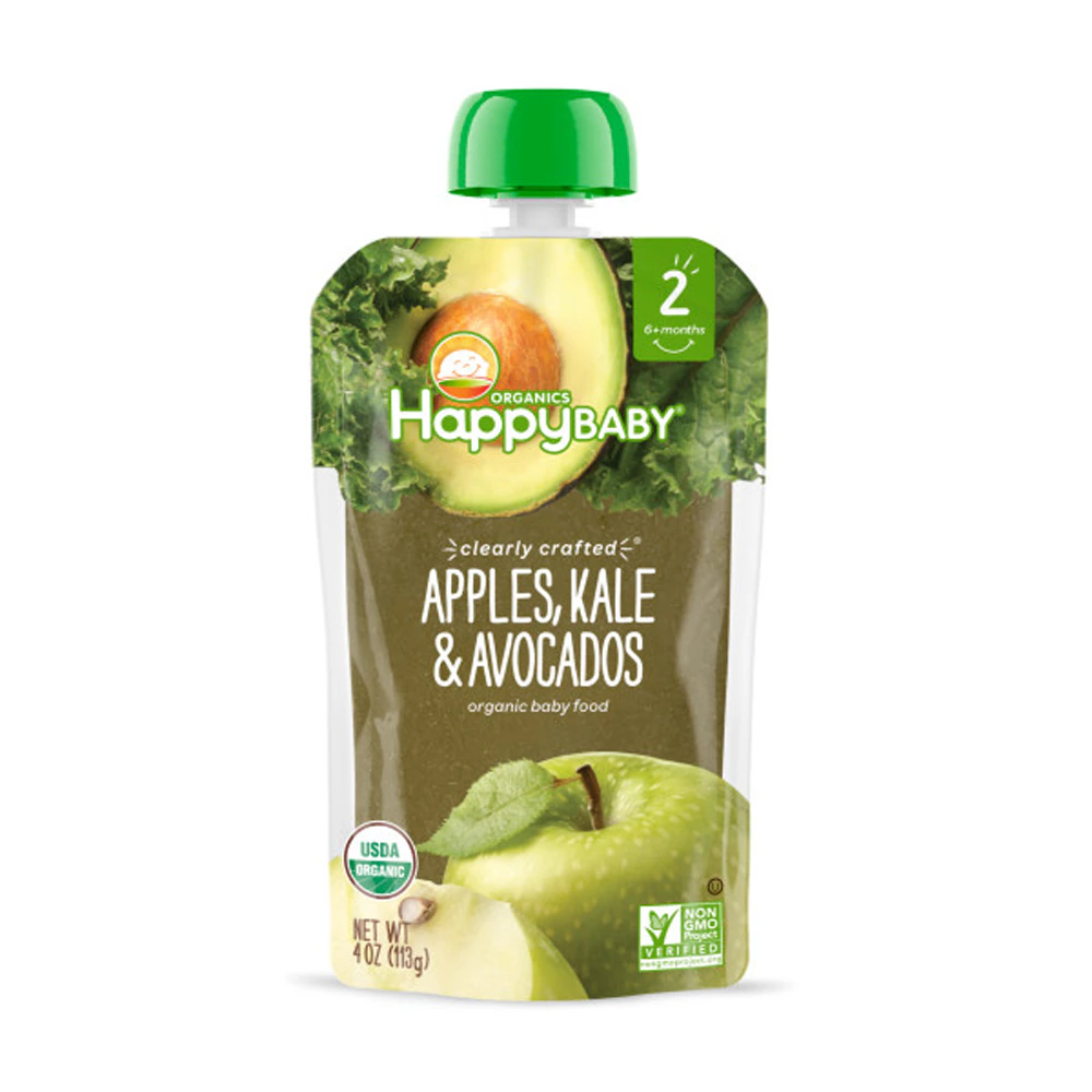 Happy Baby Organic Baby Food 6+ Months Apples Kale Avocados -- 4 oz