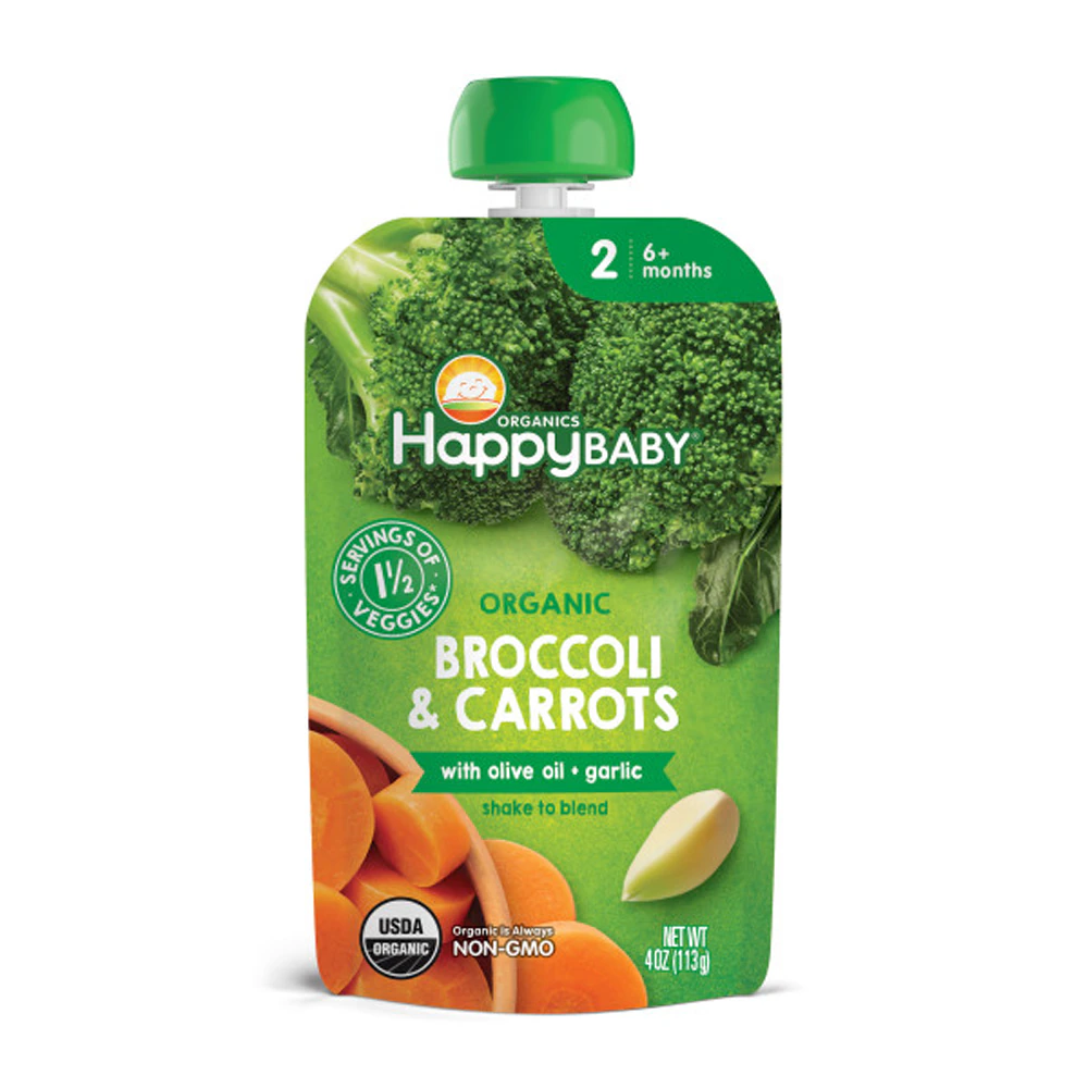 Happy Baby Organic Baby Food 6+ Months Broccoli Carrots -- 4 oz