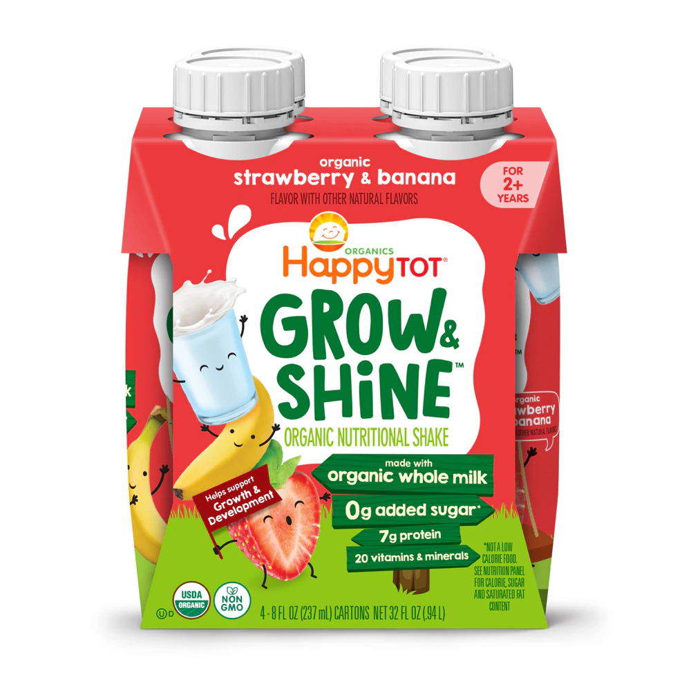 Happy Tot Organic Grow & Shine Nutritional Drink Strawberry Banana -- 4 Pack