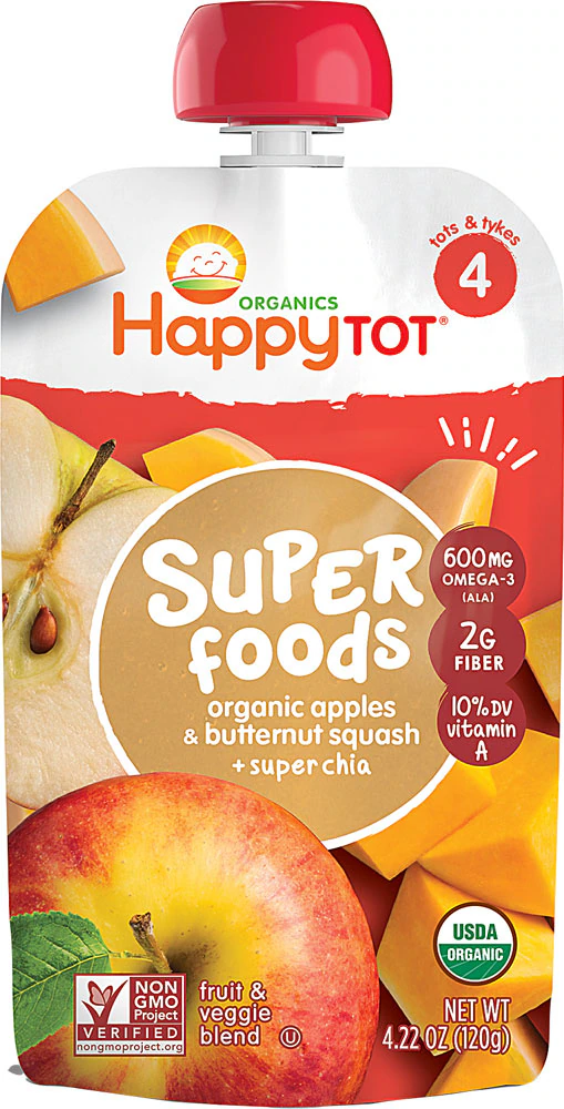 Happy Tot Organic Superfoods Chia 2+ Years Apples & Butternut Squash -- 4.22 oz