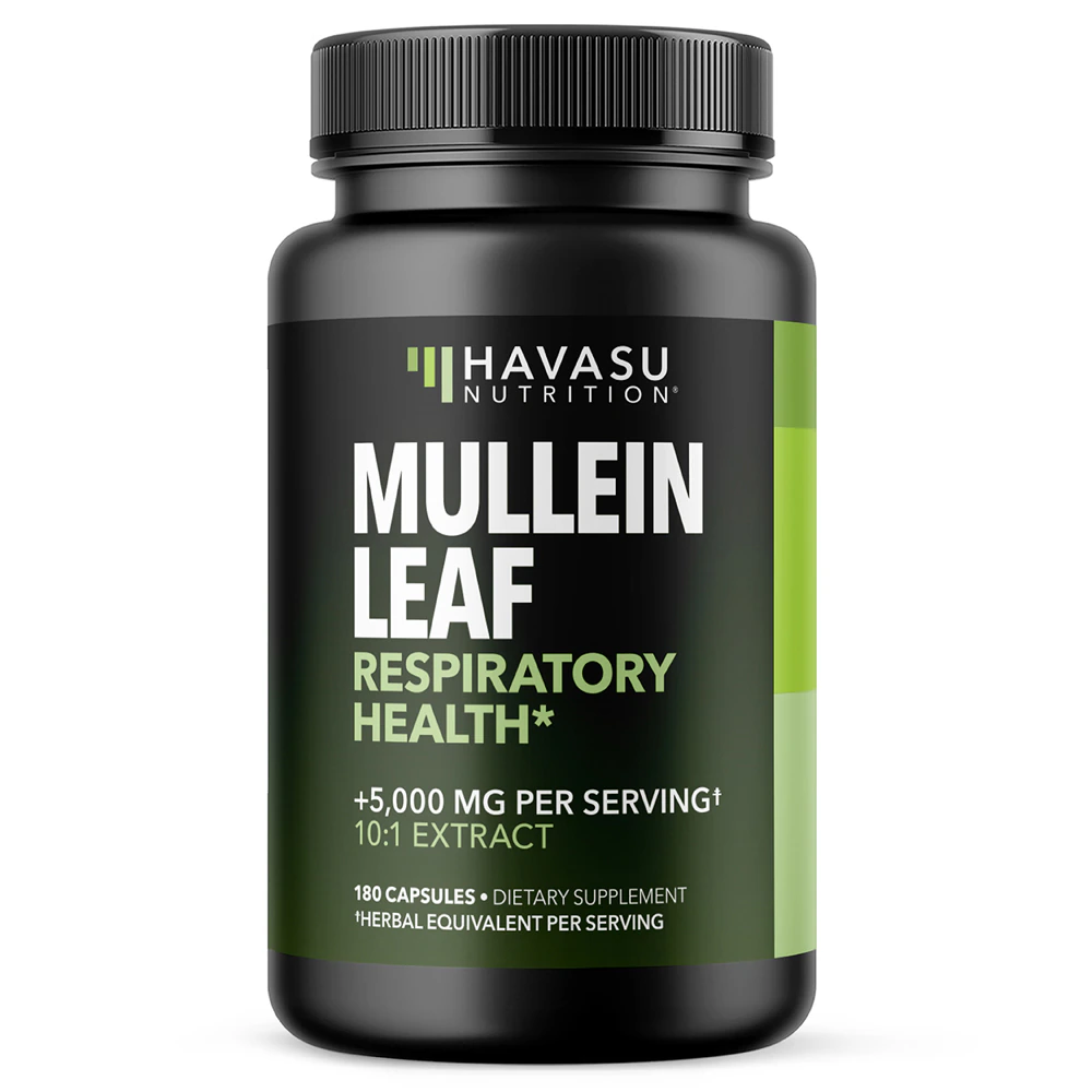 Havasu Nutrition Mullein Leaf - Herbal Respiratory Supplement - for Lung Cleanse -- 180 Capsules