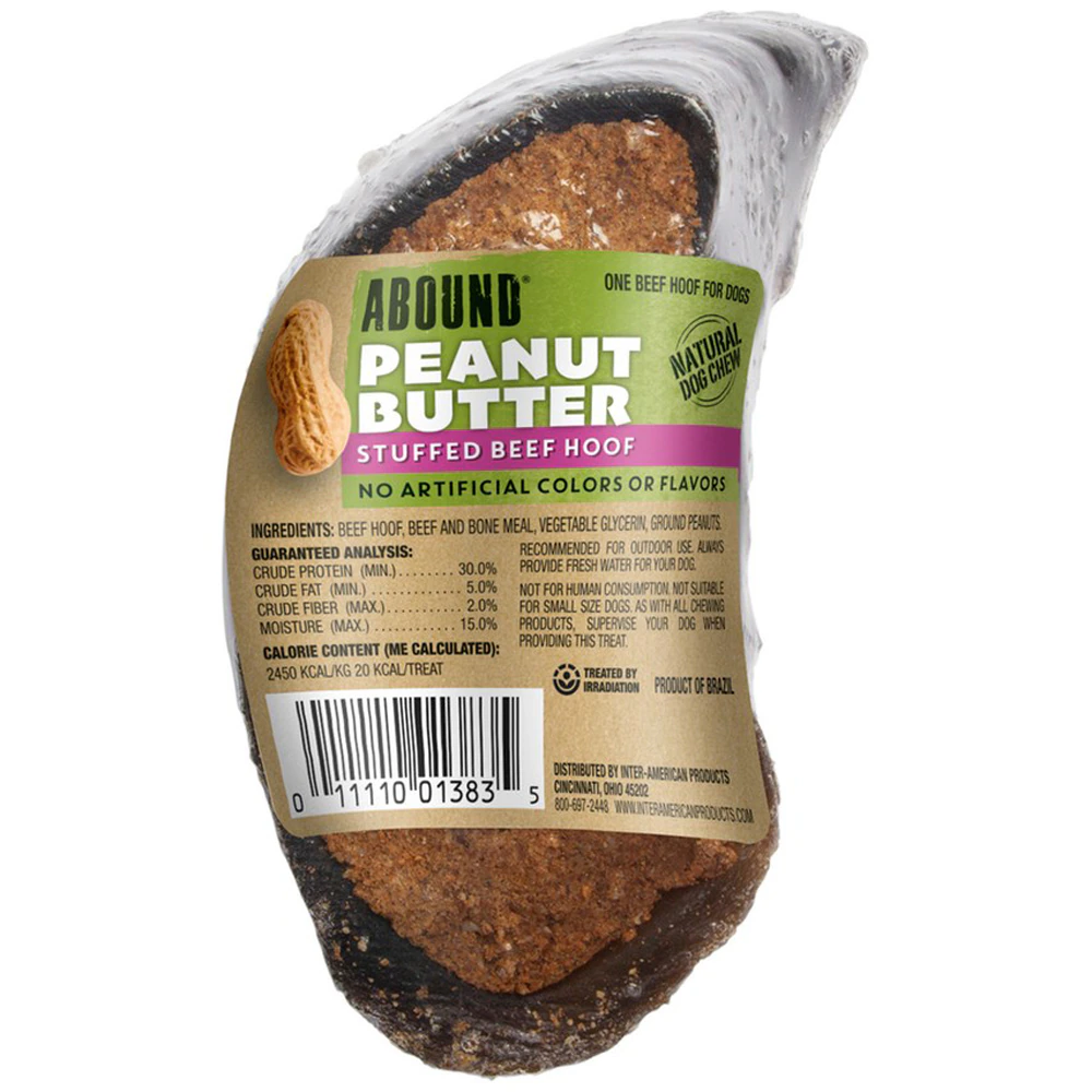 Abound Stuffed Beef Hoof Dog Chew Stuffed with Peanut Butter -- 4.8 oz