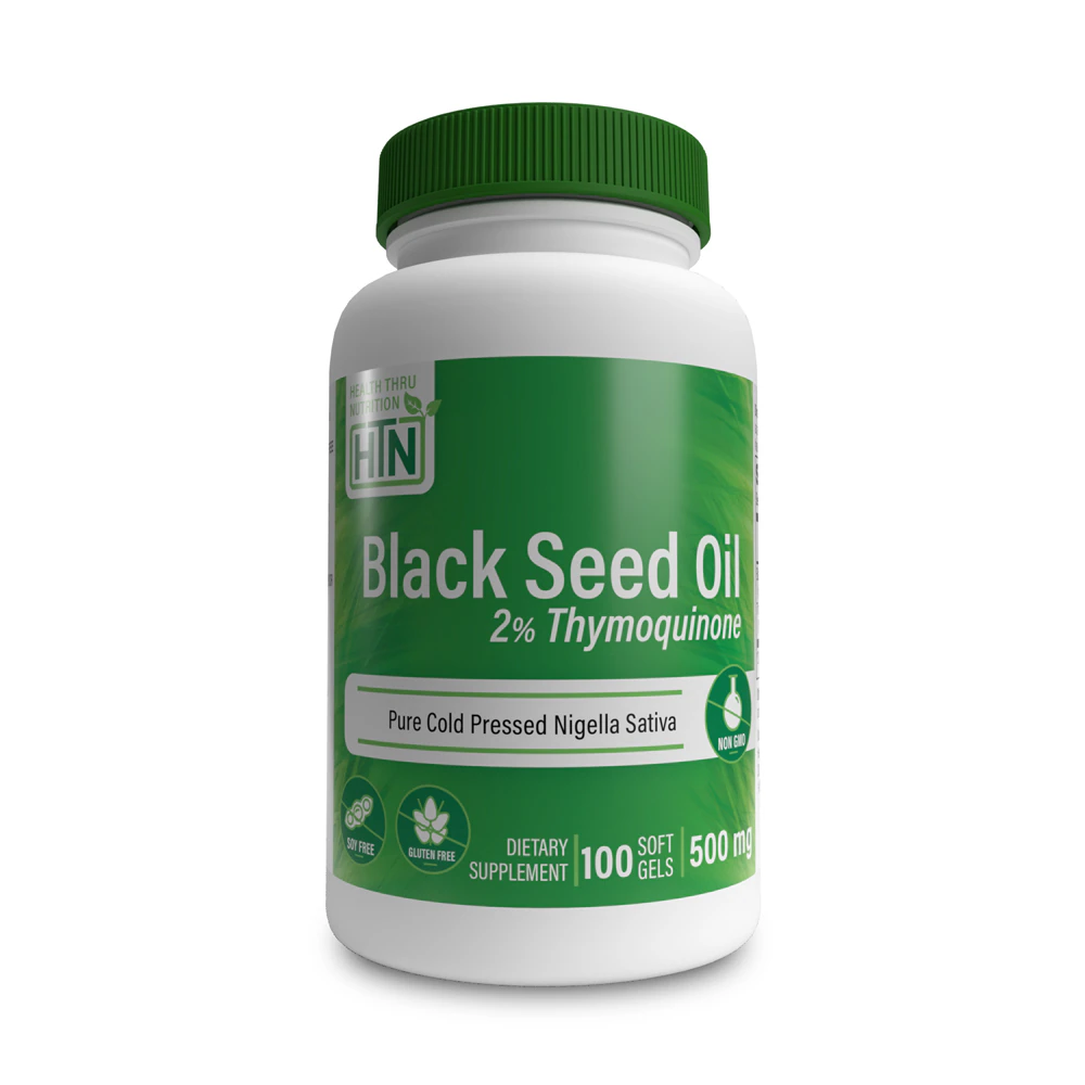 Health Thru Nutrition Black Seed Oil 2% TQ Cold Pressed Non-GMO -- 500 mg - 100 Softgels