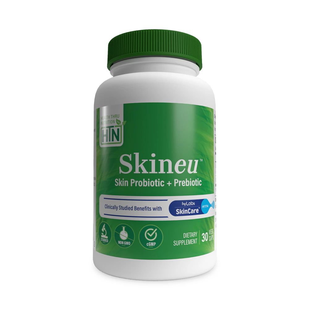 Health Thru Nutrition Skineu Skin Probiotic + Prebiotic with HY Clinically Studied Probiotic -- 30 VegeCaps