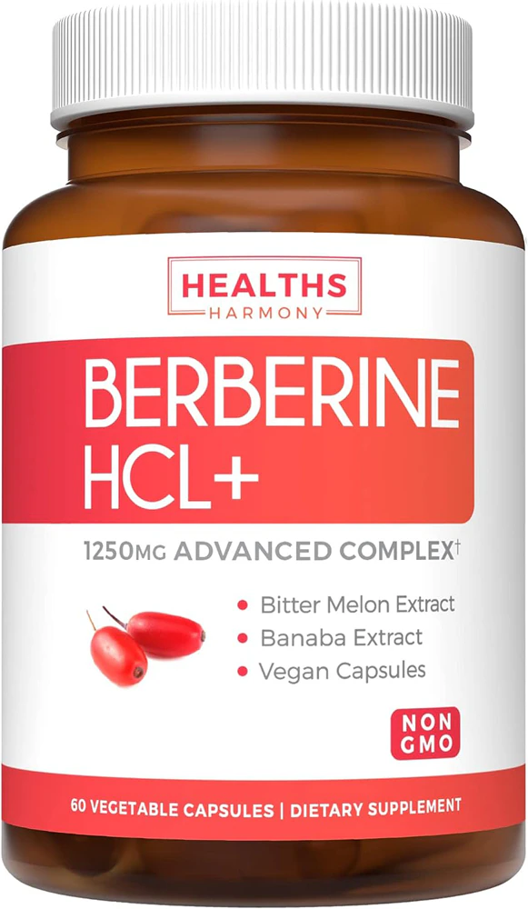 Healths Harmony Berberine HCL Plus Capsules -- 60 Vegetable Capsules