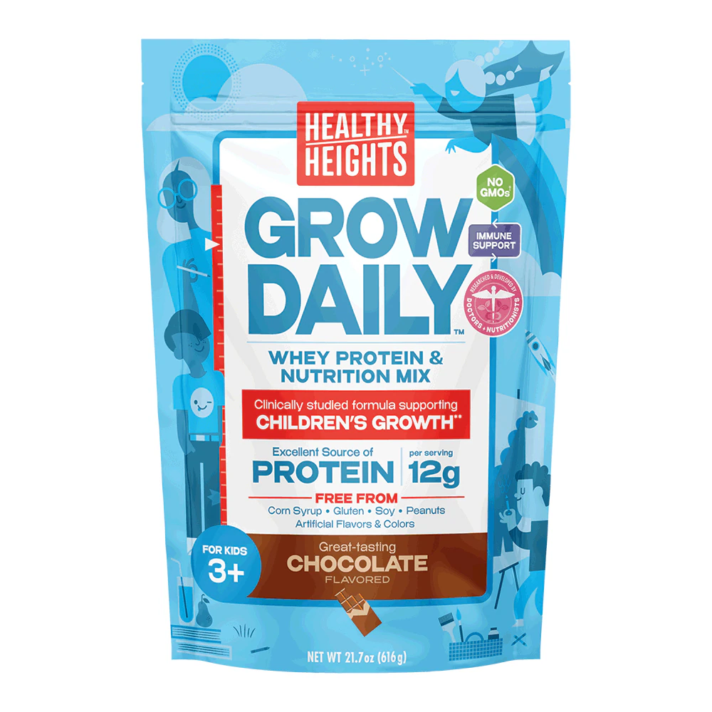 Healthy Heights Grow Daily Kids Protein Powder Nutrition Mix 3+ Years Chocolate -- 21.7 oz