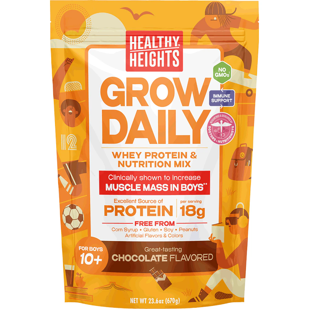 Healthy Heights Grow Daily Kids Protein Powder Nutrition Mix Boys 10+ Years Chocolate -- 23.6 oz