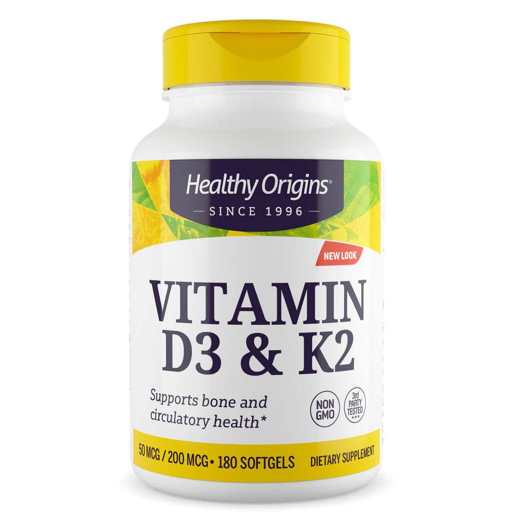 Healthy Origins Vitamin D3 & K2 -- 180 Softgels