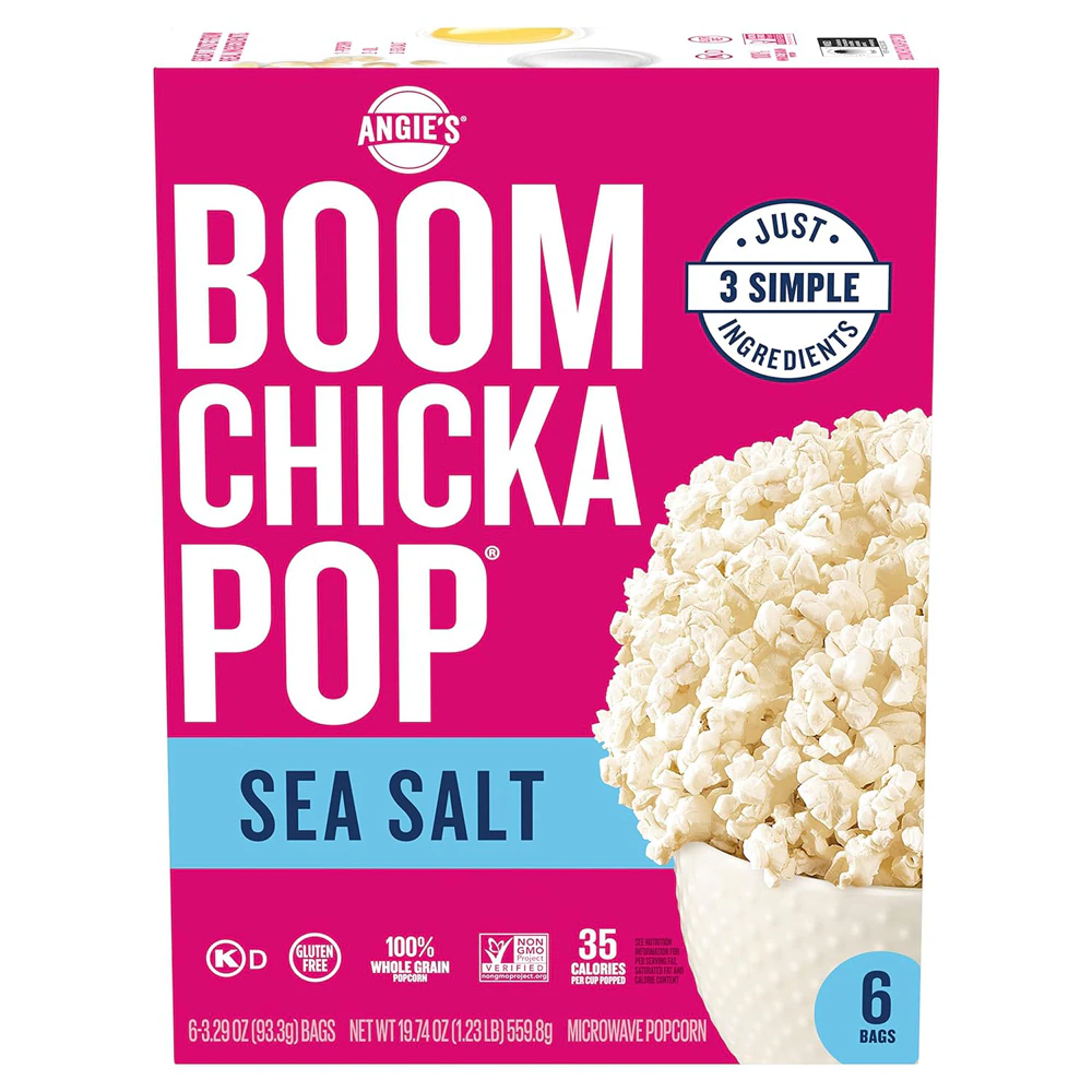 Angie's BoomChickaPop Gluten Free Microwave Popcorn Sea Salt -- 6 Bags
