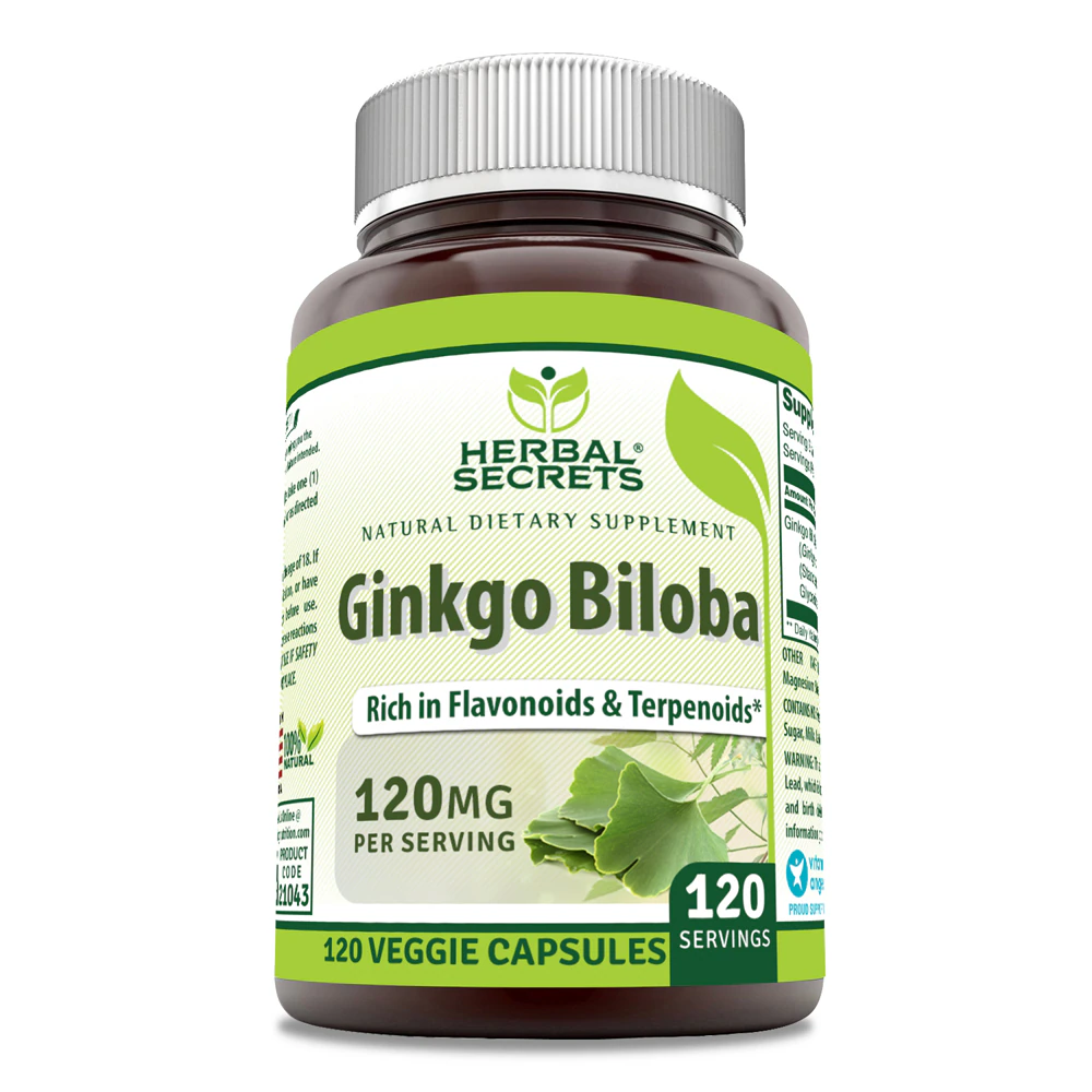 Herbal Secrets Ginkgo Biloba -- 120 mg - 120 Veggie Capsules