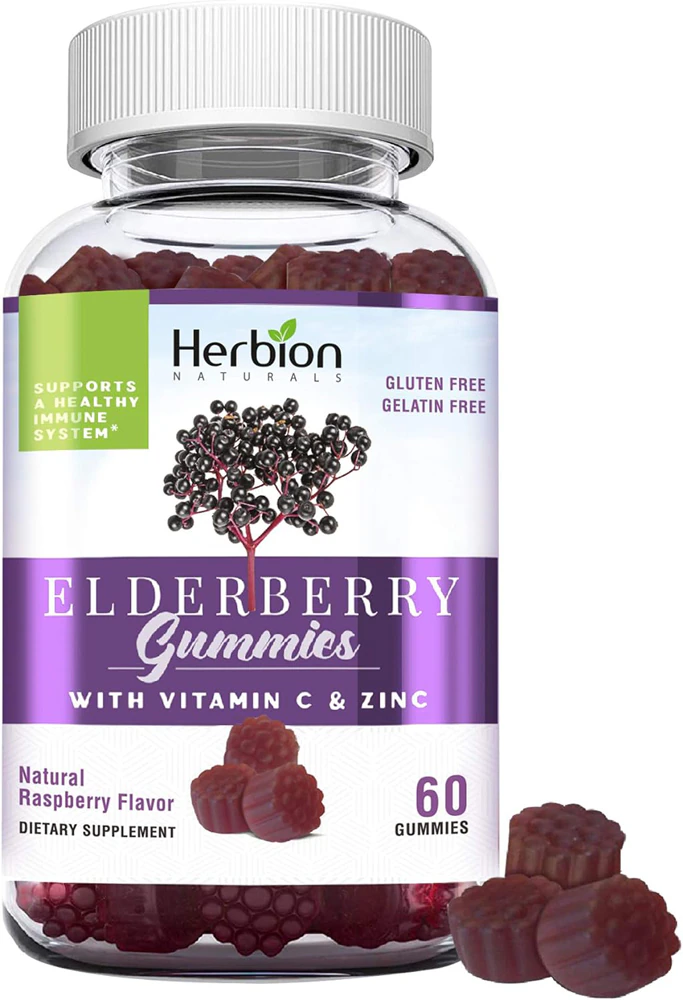 Herbion Naturals - Elderberry Gummies with Vitamin C & Zinc Raspberry -- 60 Gummies