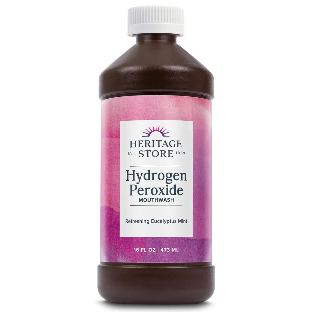 Heritage Store Hydrogen Peroxide Whitening Mouthwash Refreshing Eucalyptus Mint -- 16 fl oz