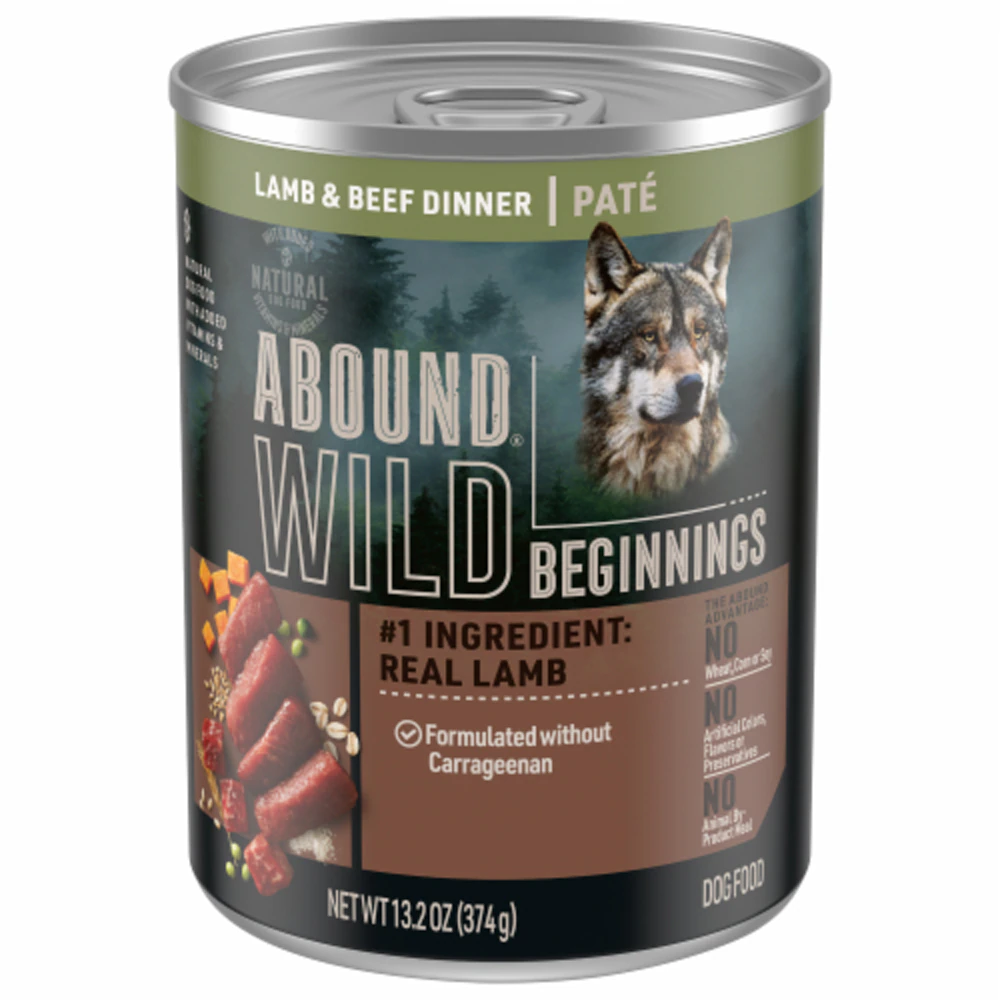 Abound Wild Beginnings Wet Dog Food High Protein Lamb & Beef Dinner Pate -- 13.2 oz
