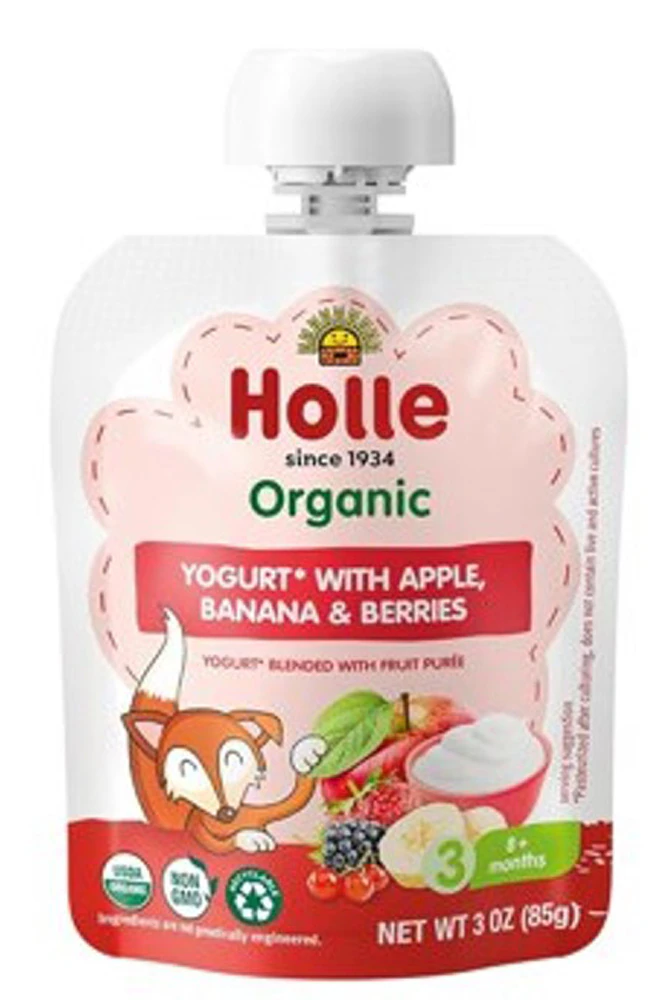 Holle Organic Yogurt Baby Food 8+ Months Apple Banana & Berries -- 3 oz