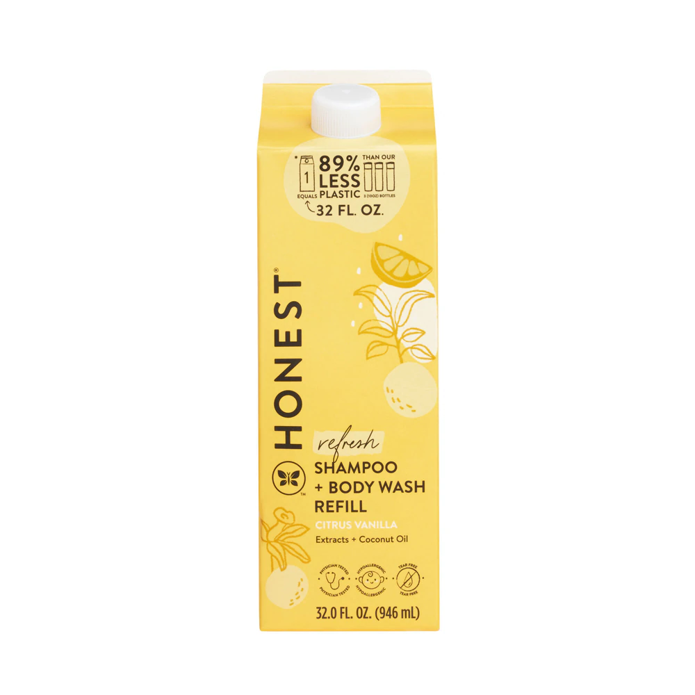 Honest Baby Shampoo + Body Wash Refill Refresh Citrus Vanilla -- 32 fl oz