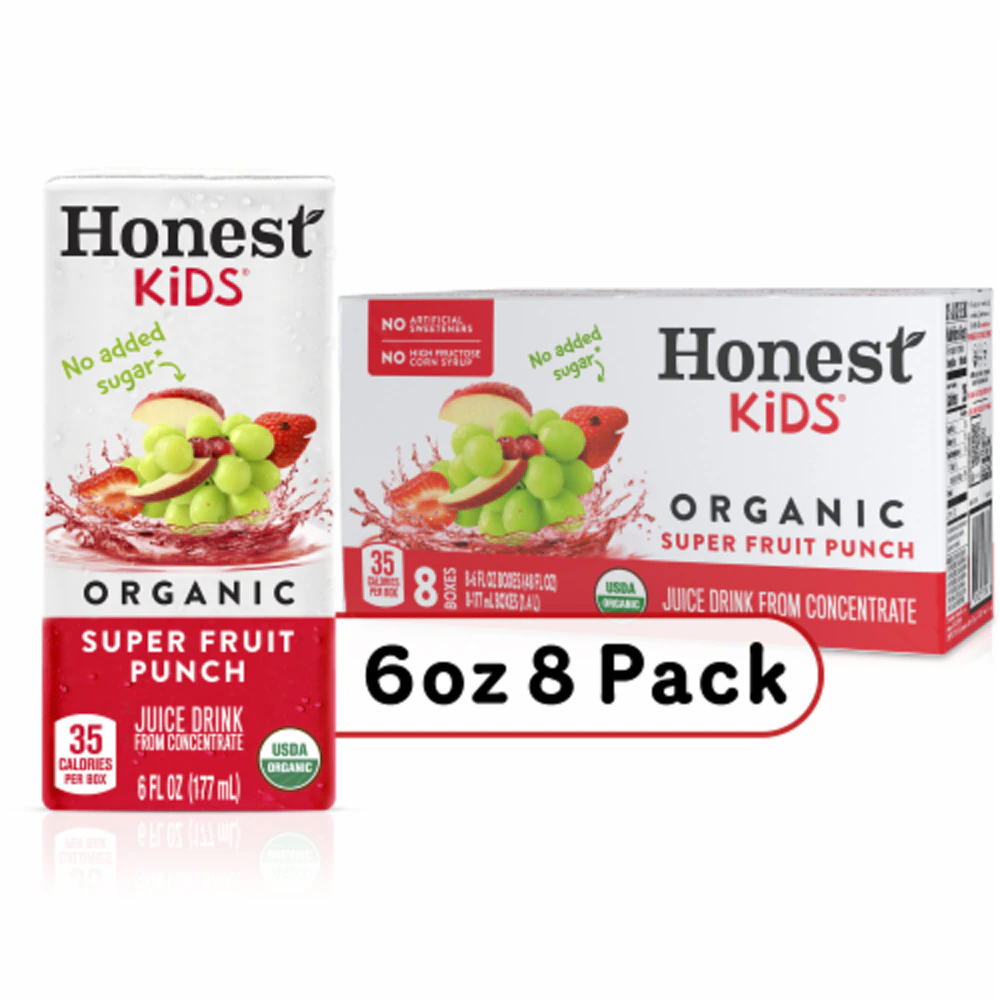 Honest Kids Juice Drink Organic Super Fruit Punch -- 6 fl oz Each / Pack of 8 (48 fl oz)