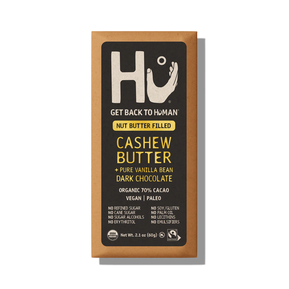HU Dark Chocolate Bar Vegan Paleo Cashew Butter & Pure Vanilla Bean -- 2.1 oz