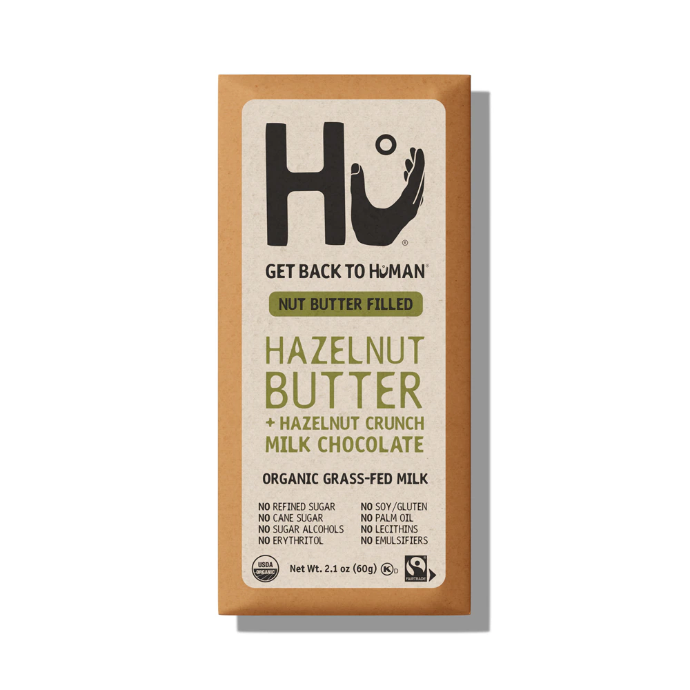 HU Organic Fair Trade Milk Chocolate Hazelnut Butter Hazelnut Crunch -- 2.1 oz