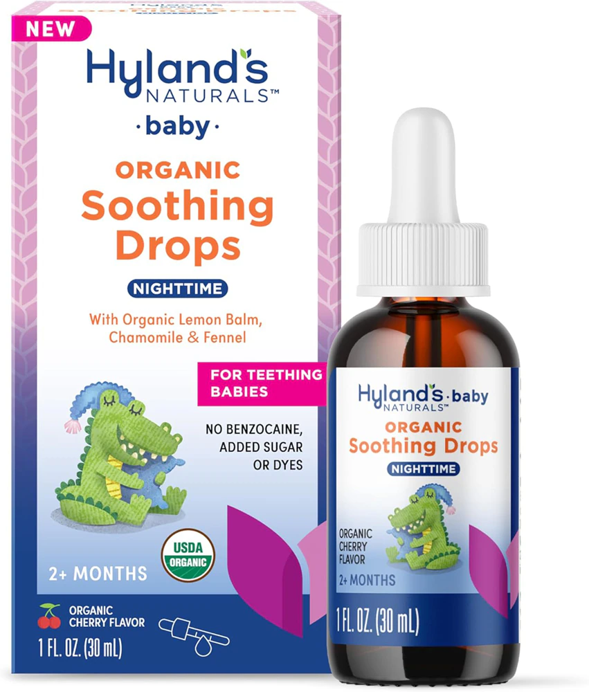 Hyland's Baby Organic Soothing Teething Drops Nighttime Cherry -- 1 fl oz