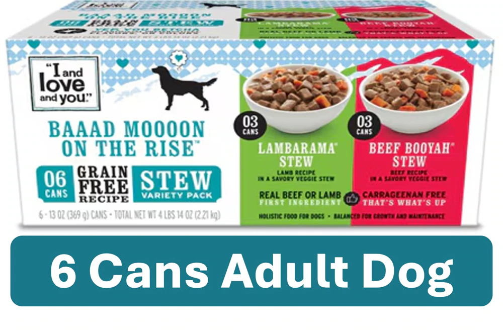 I and Love and You Baaad Moooon on the Rise Wet Dog Food Variety Pack Beef & Lamb -- 13 oz Can / Pack of 6