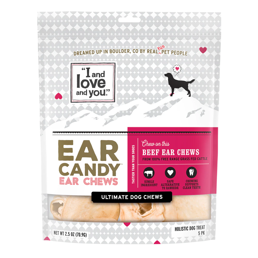 I and Love and You Ear Candy Ear Chews Dog Chew Treat Beef -- 5 Treats