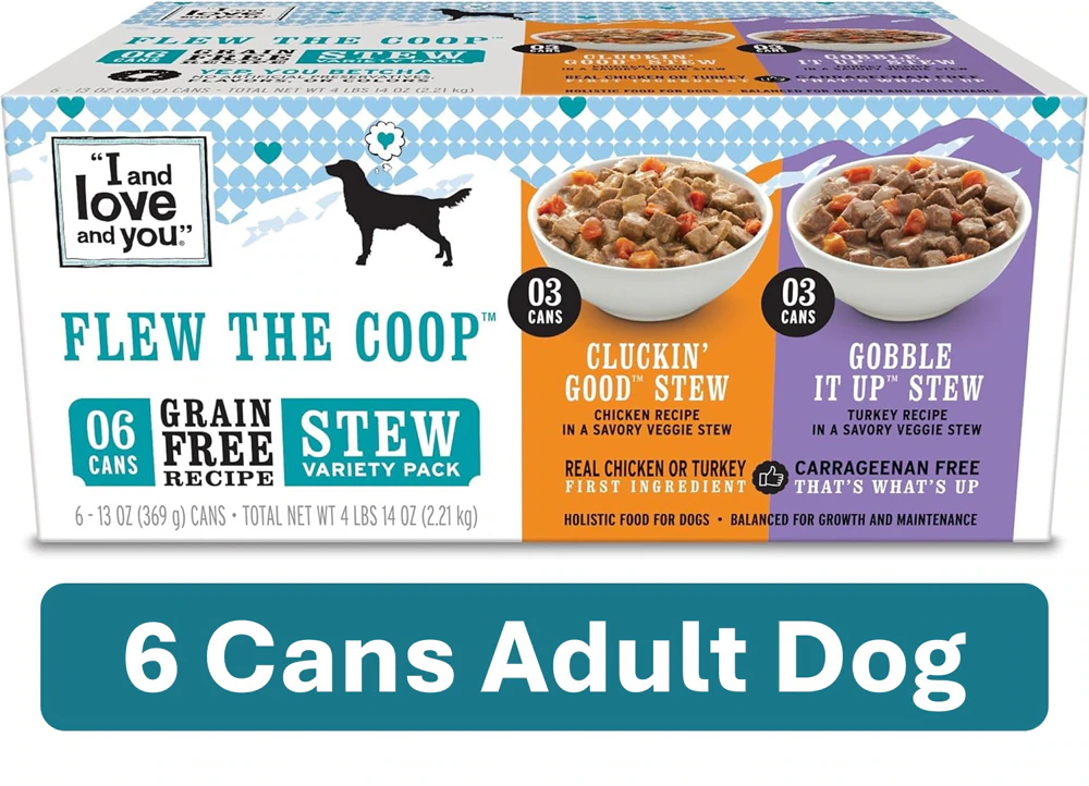 I and Love and You Flew the Coop Wet Dog Food Variety Pack Chicken & Turkey -- 13 oz Can / Pack of 6