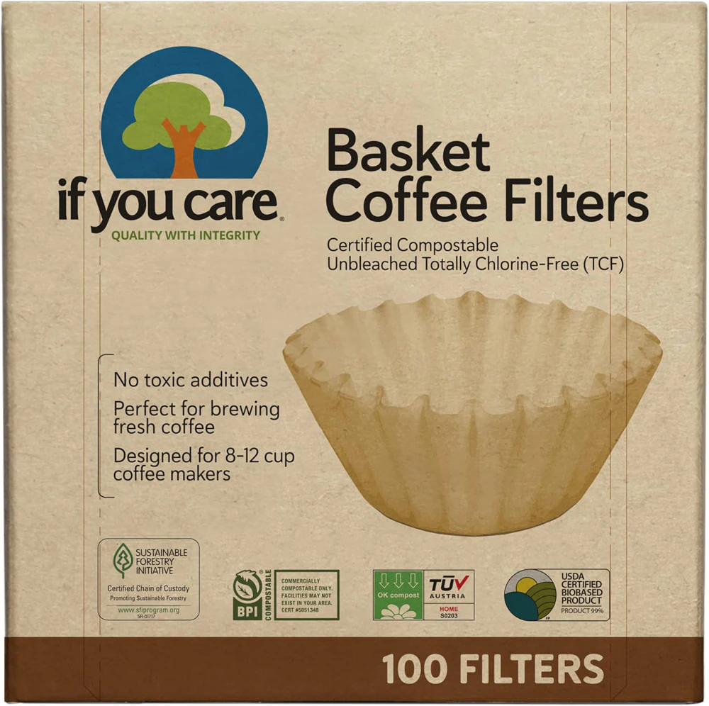 If You Care Basket Coffee Filters Unbleached Chlorine-Free -- 100 Filters