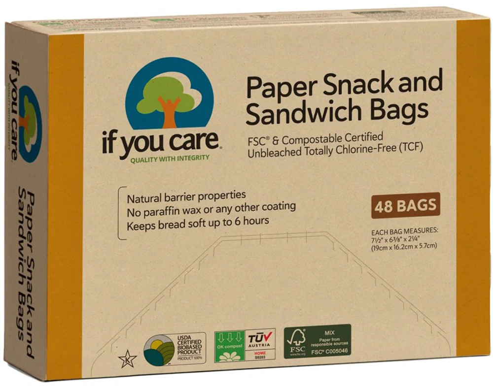If You Care Paper Sandwich and Snack Bags -- 48 Bags