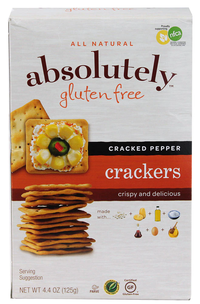 Absolutely Gluten Free All Natural Crackers Cracked Pepper -- 4.4 oz
