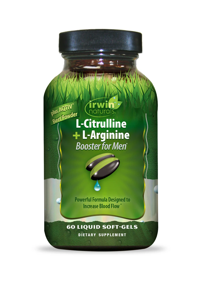 Irwin Naturals L-Citrulline + L-Arginine Booster for Men -- 60 Liquid Softgels