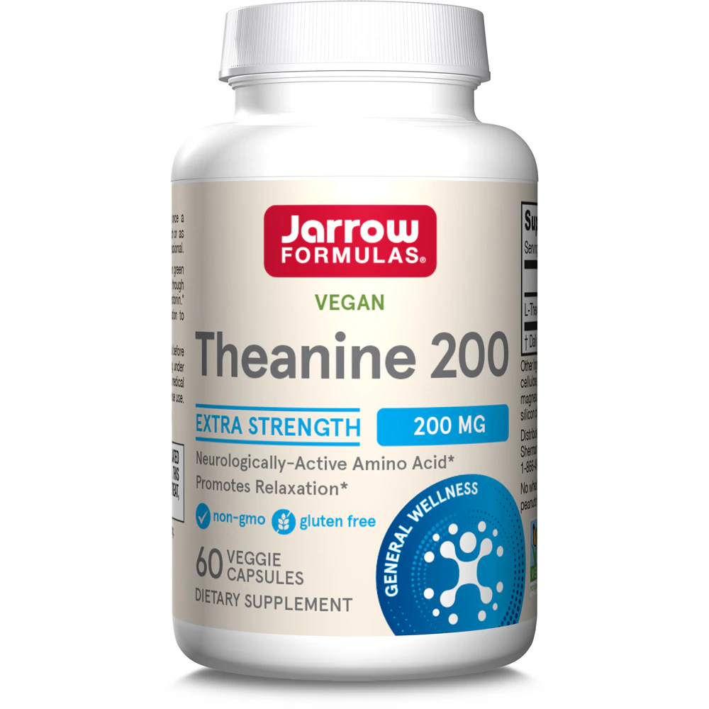 Jarrow Formulas Theanine 200 -- 200 mg - 60 Veggie Capsules