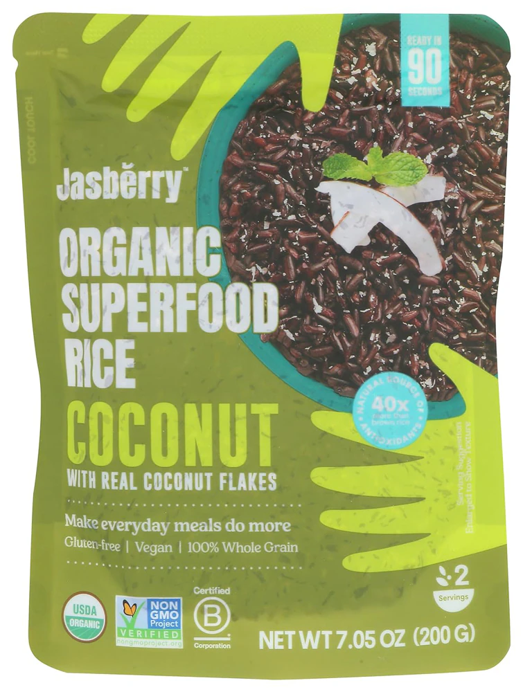 Jasberry Vegan Gluten Free Non-GMO Organic Superfood Rice Coconut -- 7.05 oz
