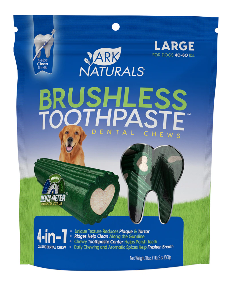 Ark Naturals Brushless Toothpaste Chewables Large Dogs 40-80 Lbs -- 18 oz