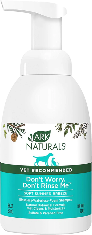 Ark Naturals Don't Worry Don't Rinse Me Foam Shampoo Dog & Cat Soft Summer Breeze -- 18 fl oz