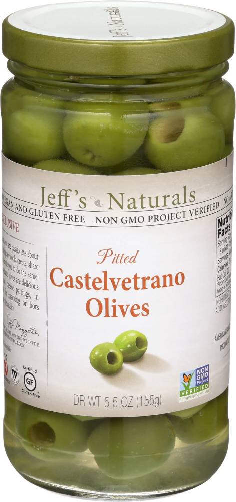 Jeff's Naturals Pitted Castelvetrano Olives -- 5.5 oz